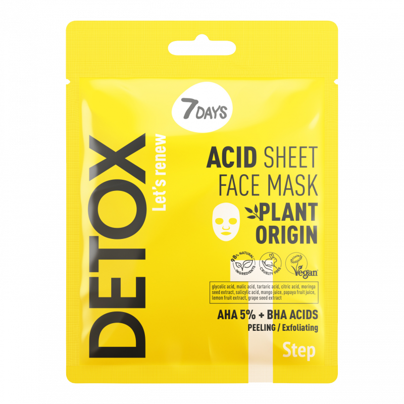 7DAYS Acid Sheet Face Mask AHA (5%) + BHA - sis-style.